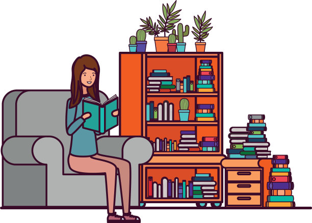 客厅里手里拿着书的女人图片下载