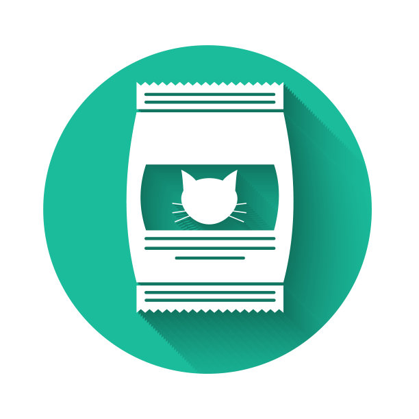 白色袋装食品为猫的图标隔离与长图片下载