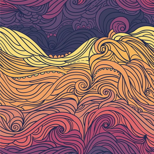 海浪是紫色和橙色的图片下载