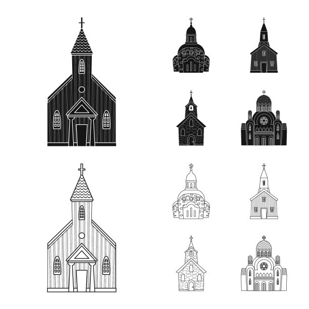 崇拜和寺庙图标设置图片下载