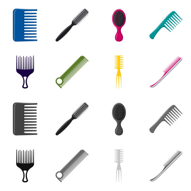 隔离对象的笔刷和头发符号集图片下载