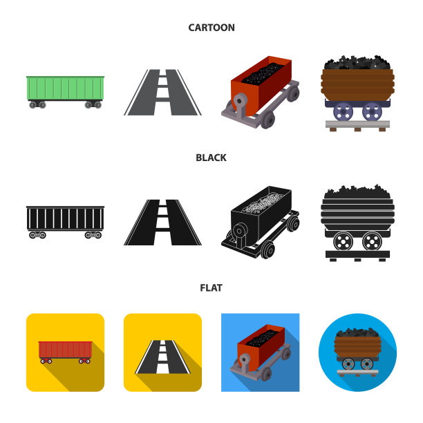 设计铁路和火车标志套图片下载