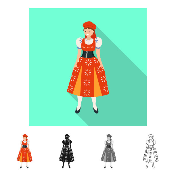 设计女人和葡萄牙符号集图片下载