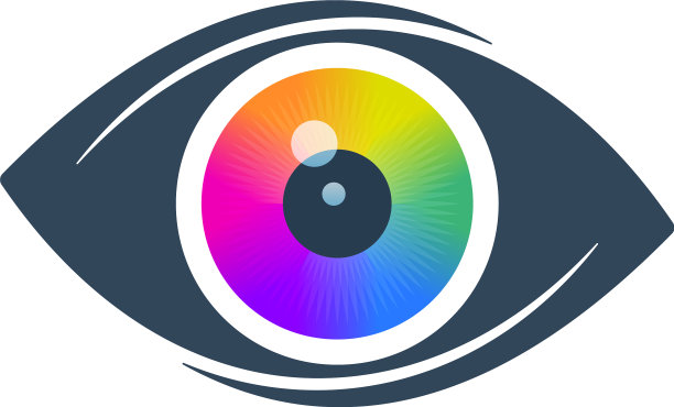 抽象眼睛图标与彩色眼球图片下载
