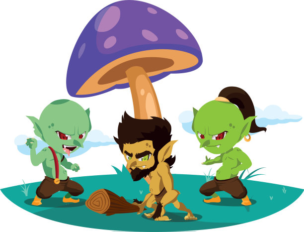 丑陋的巨魔和穴居人侏儒在营地魔法图片下载