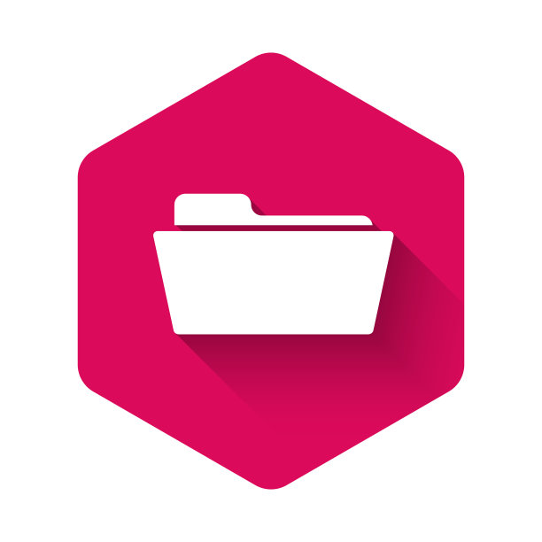 白色文件夹图标与长阴影粉红色隔离图片下载