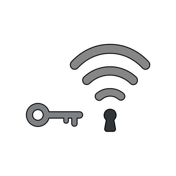 带钥匙孔和钥匙的WiFi符号图标概念图片下载