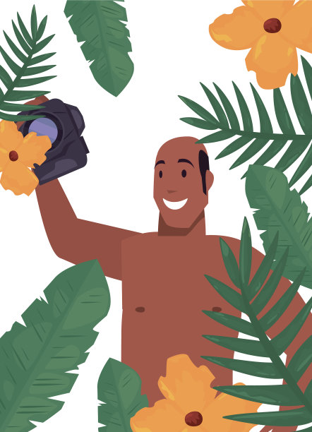 游客在泳衣热带叶花图片下载