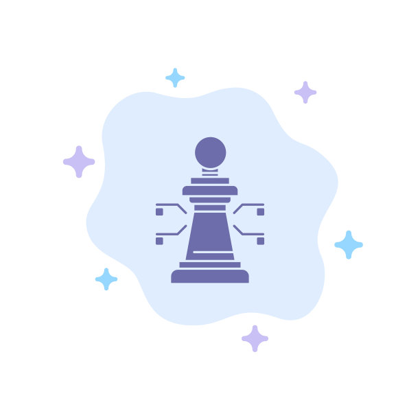 象棋笔记本电脑战略游戏上的蓝色图标抽象图片下载