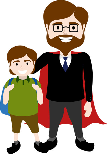 孤立的角色一个带着儿子的超级爸爸图片下载