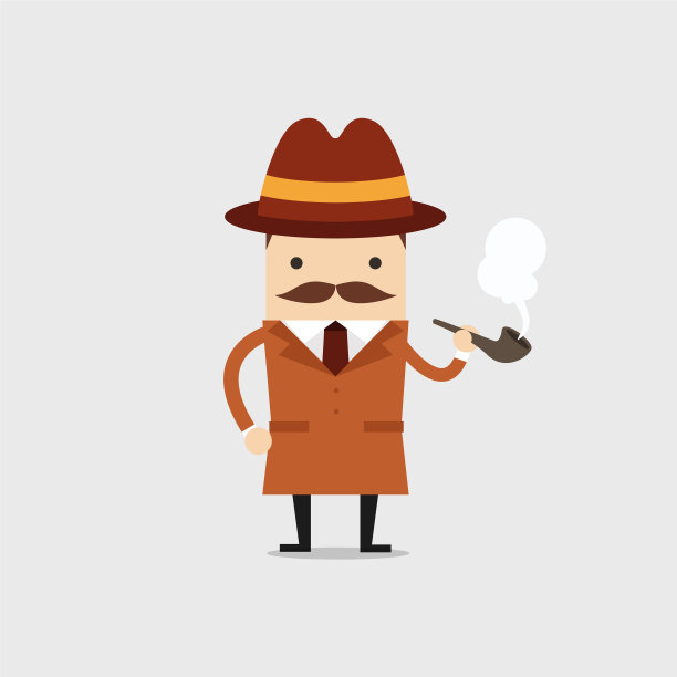 抽着烟斗的侦探人物图片下载