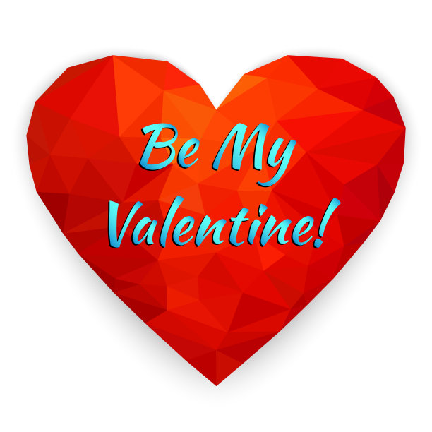 多边形心的情人节快乐卡片图片下载