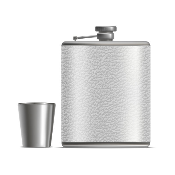 逼真的3d详细臀烧瓶和杯子集图片下载