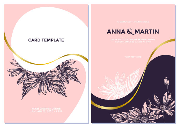 婚礼邀请卡上有粉红色的耶路撒冷图片下载