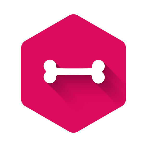 白色狗骨图标孤立与长影子图片下载