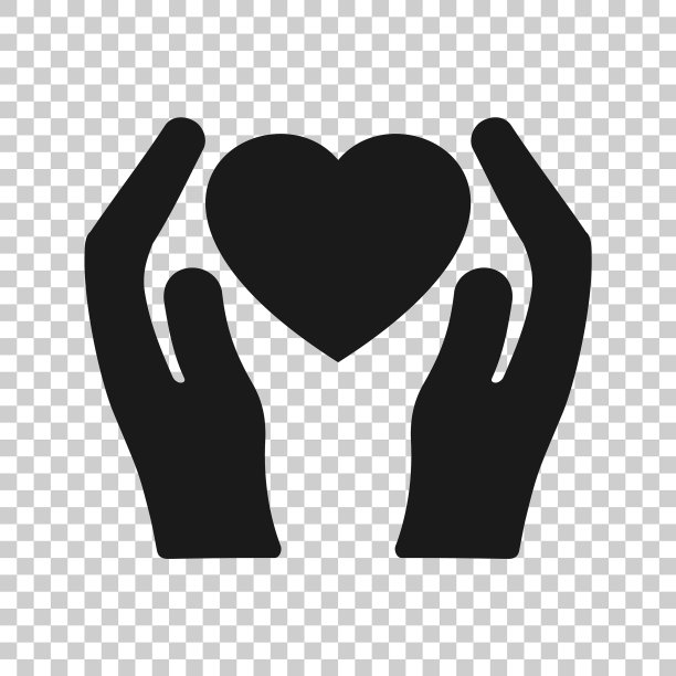 爱心图标在慈善透明风格上图片下载