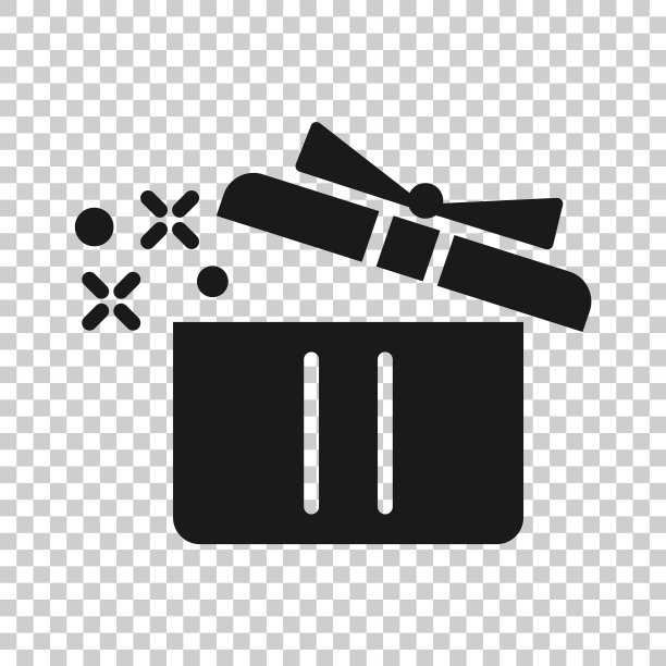 礼盒图标在透明风格的魔术盒上图片下载