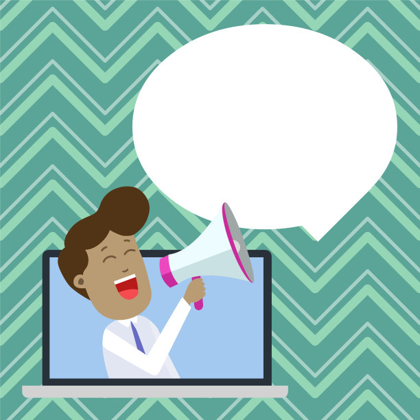 微笑的年轻人通过笔记本电脑屏幕说话图片下载