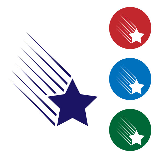 蓝色陨星图标孤立在白色上图片下载