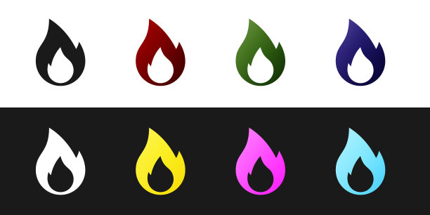 设置火火焰图标隔离在黑色和白色图片下载