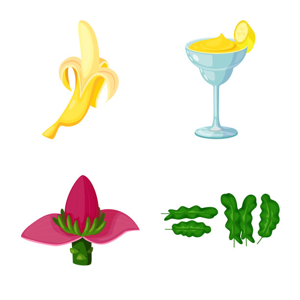 孤立对象热带和成熟的符号集图片下载