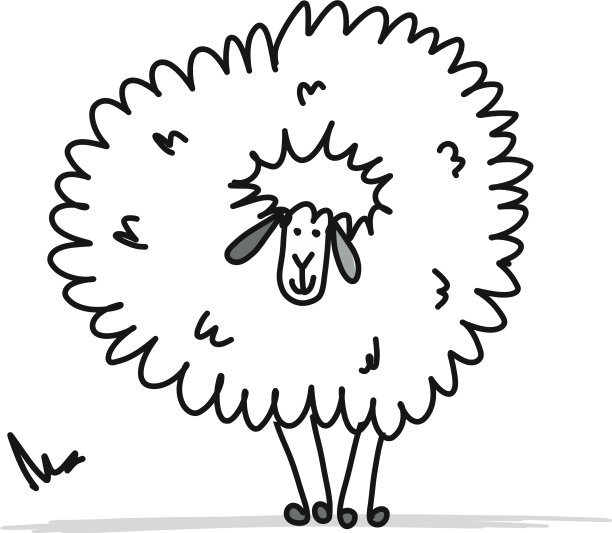 有趣的羊素描为你的设计图片下载