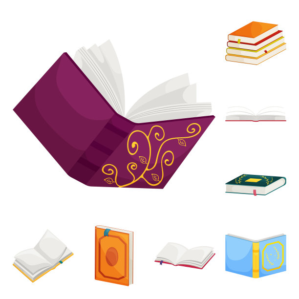 孤立的对象库和书店图标集图片下载