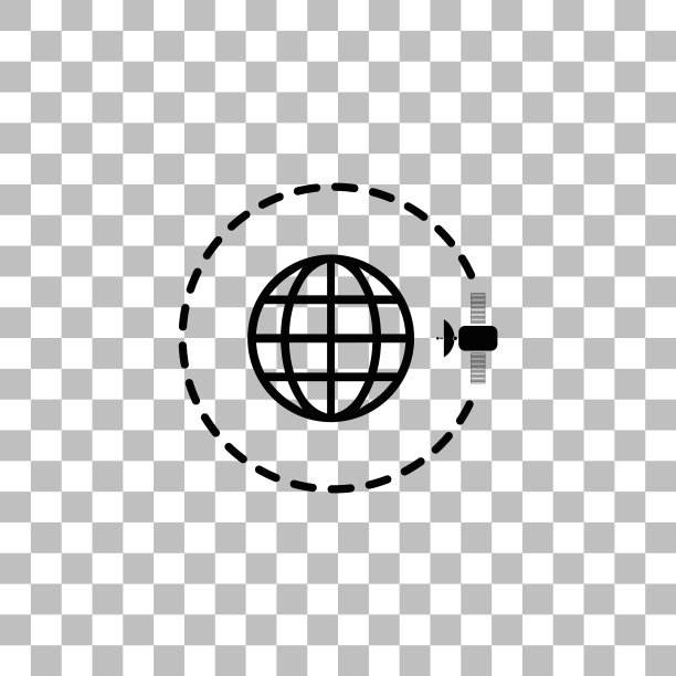 带有卫星图标的地球符号图片下载
