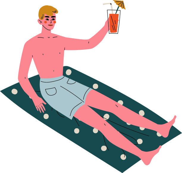 年轻人坐在他的毛巾上晒日光浴图片下载