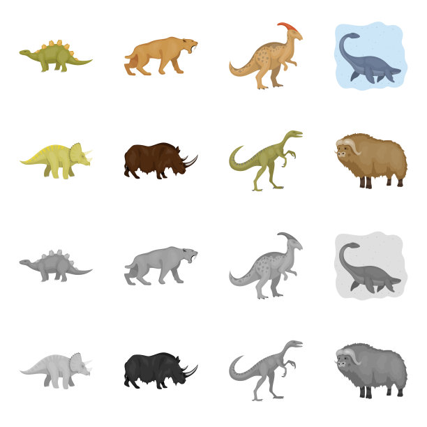 设计动物和人物标志套装图片下载