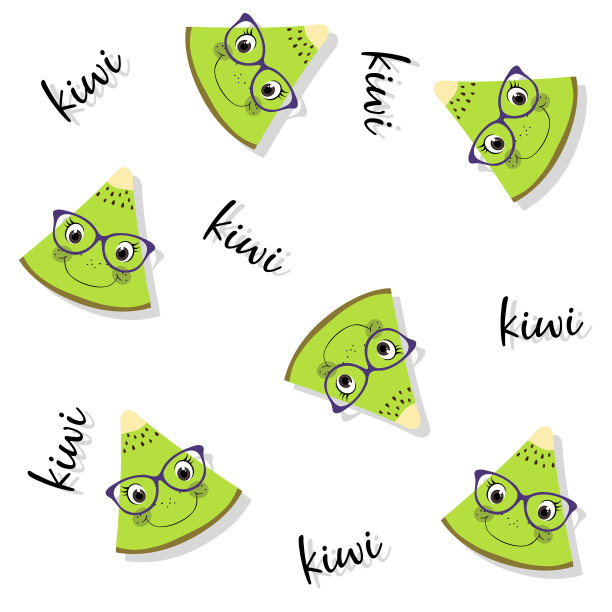 无缝图案的新鲜猕猴桃与脸眼镜图片下载