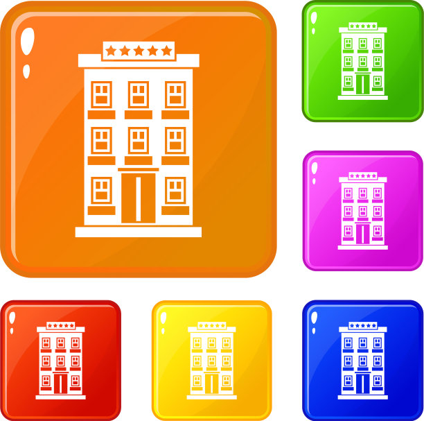 酒店建筑图标设置颜色图片下载