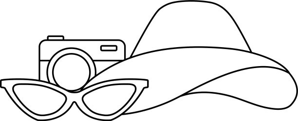 照相机与帽子女性和太阳镜图片下载