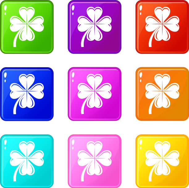 四叶三叶草图标集9个颜色收集图片下载
