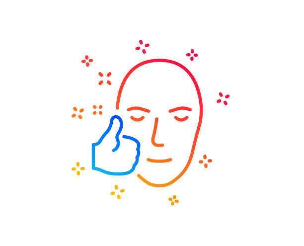 健康的面部皮肤线条图标良好的护理标志图片下载