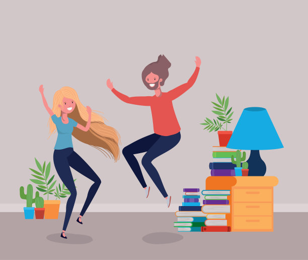 年轻夫妇在客厅跳舞图片下载