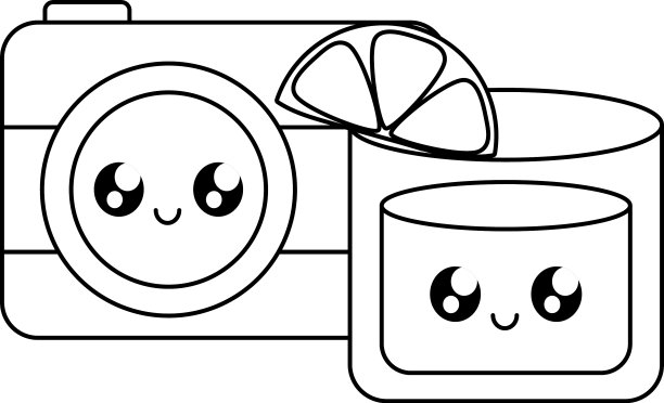 相机与鸡尾酒卡哇伊图片下载