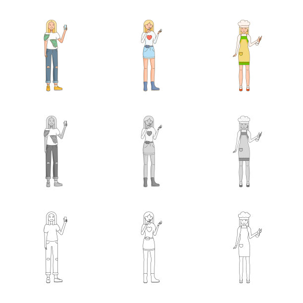 设计姿态和情绪标志集合图片下载