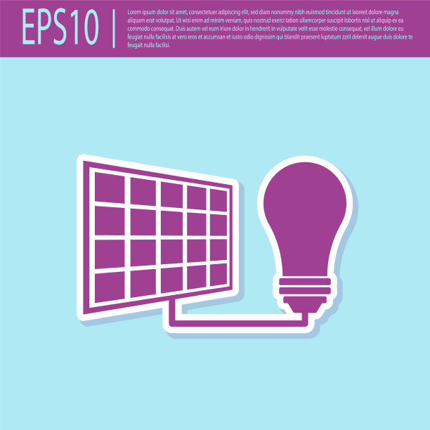 复古紫色太阳能电池板和灯泡图片下载