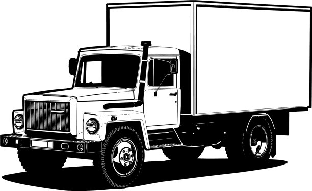 卡车轮廓模板孤立在白色上图片下载