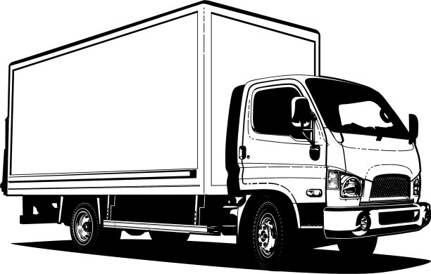 卡车轮廓模板孤立在白色上图片下载