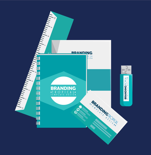 带文件的商务笔记本和带usb的尺子图片下载