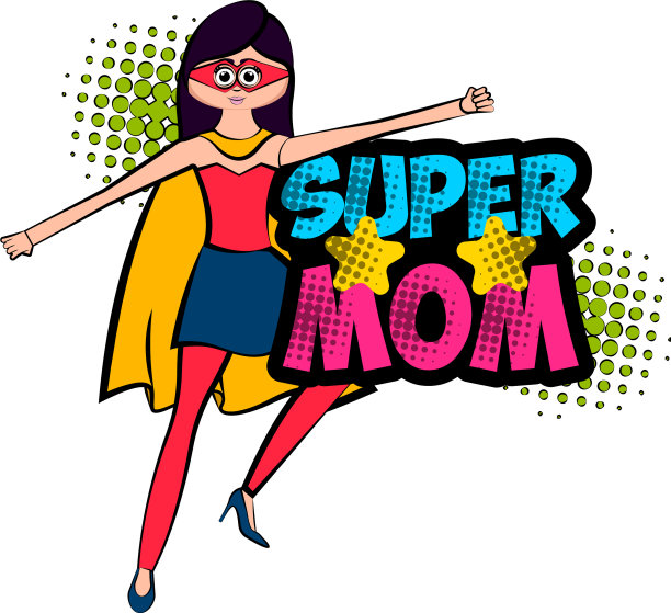 孤立的超级妈妈角色和服装图片下载