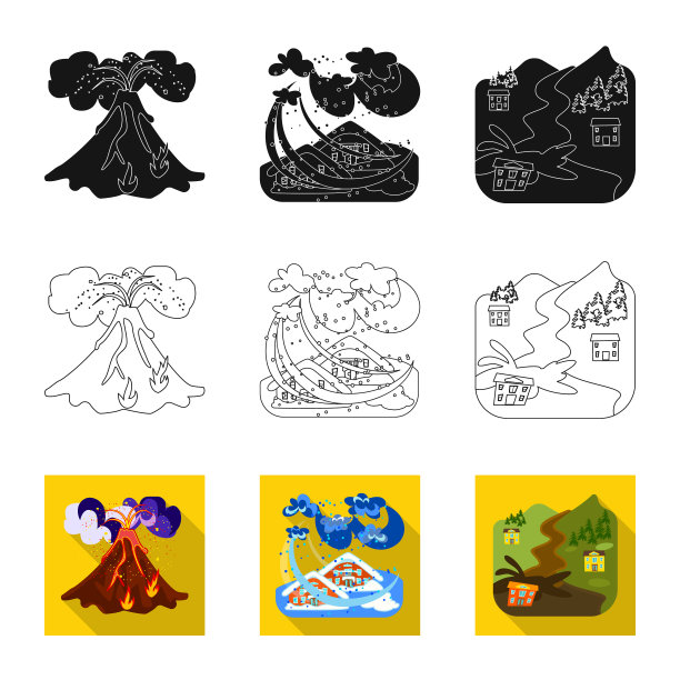 孤立对象天气和遇险图标设置图片下载