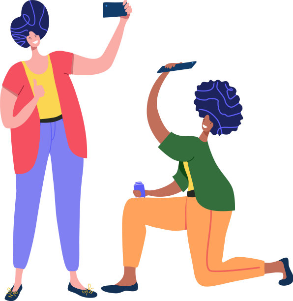 朋友拿着相机在社交媒体上自拍图片下载