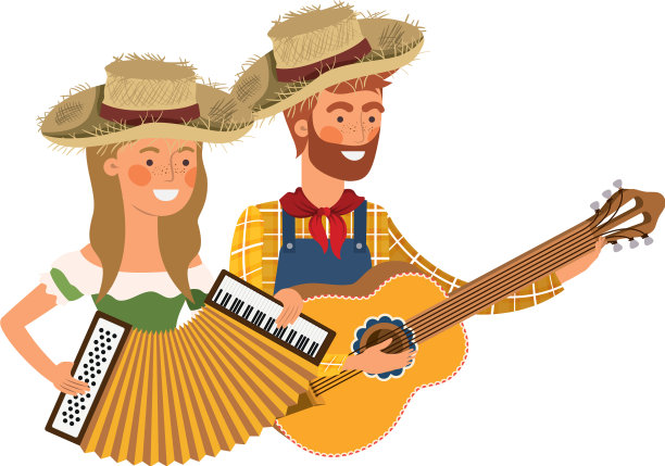农民与乐器相结合图片下载