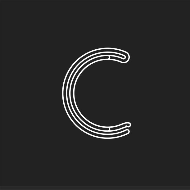 线条字母C迷宫风格拉丁字母图片下载
