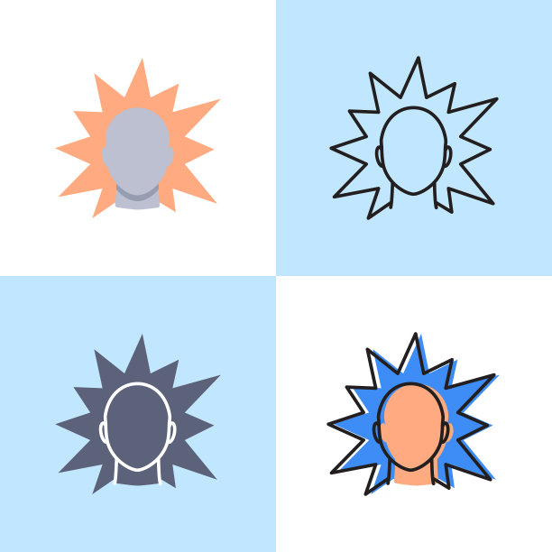 激惹概念图标设置在平面和线条风格图片下载