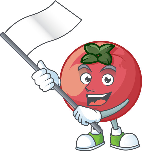 白色背景上有旗帜绒苹果吉祥物图片下载