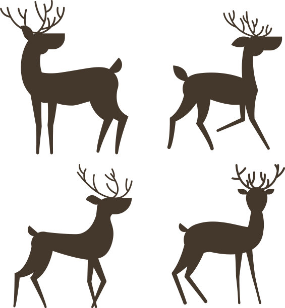四只鹿的剪影图片下载